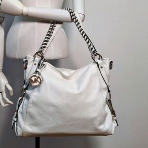 Michael Kors Tristan large pebbled leather shoulder Crossbody tote bag in white